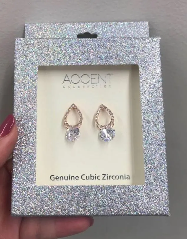 Accent - Sparkly Tear Drop Earrings - NIB - Image 2