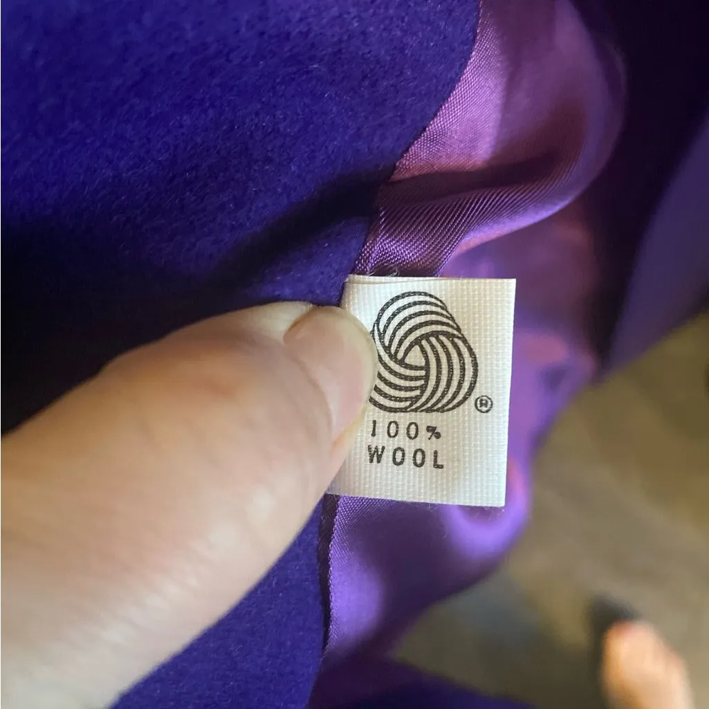 Vintage Capri Purple Wool Coat Satin Lined Double breasted Made USA - Image 7