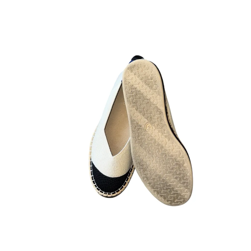 NEW Rothy’s Boardwalk Espadrille Flats Ivory Black  Comfortable Padded Insole 9 - Image 5