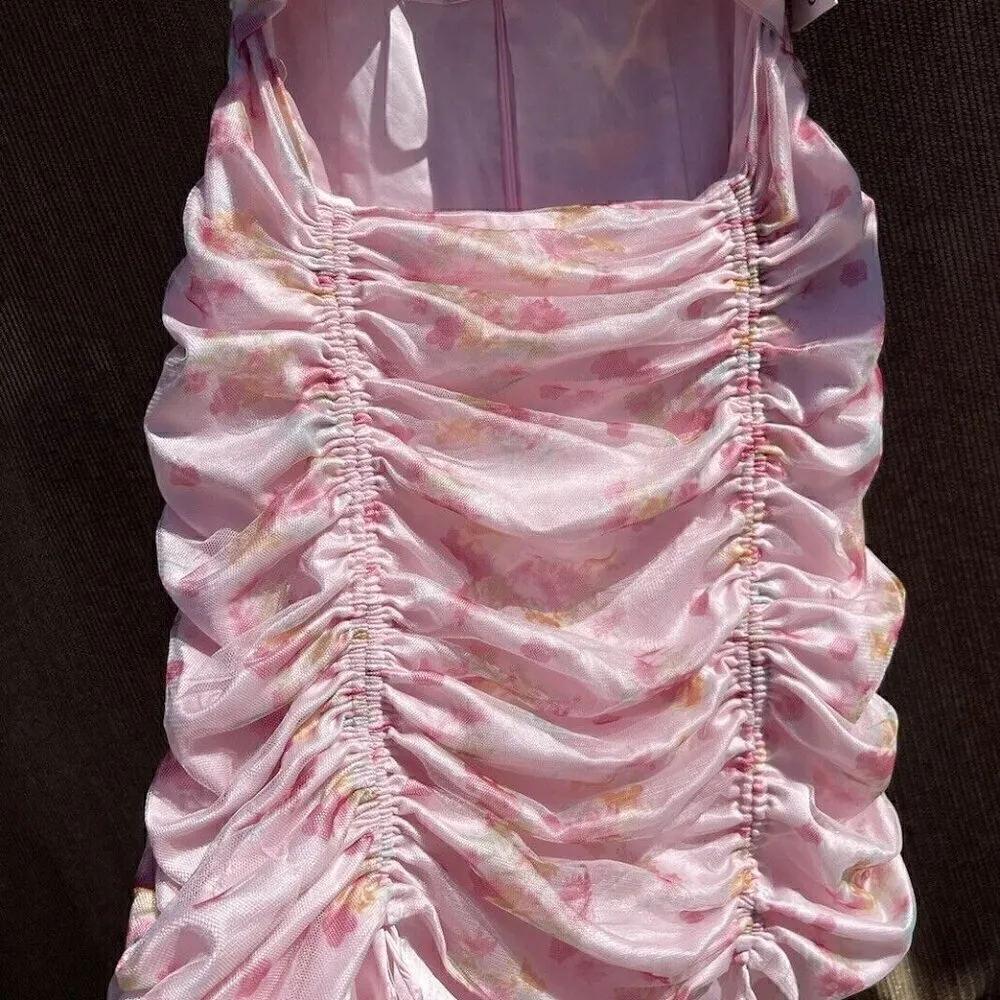 Urban Outfitters Dress New Size SizeLarge Flower Print Cut Out Club Contenta - Image 5