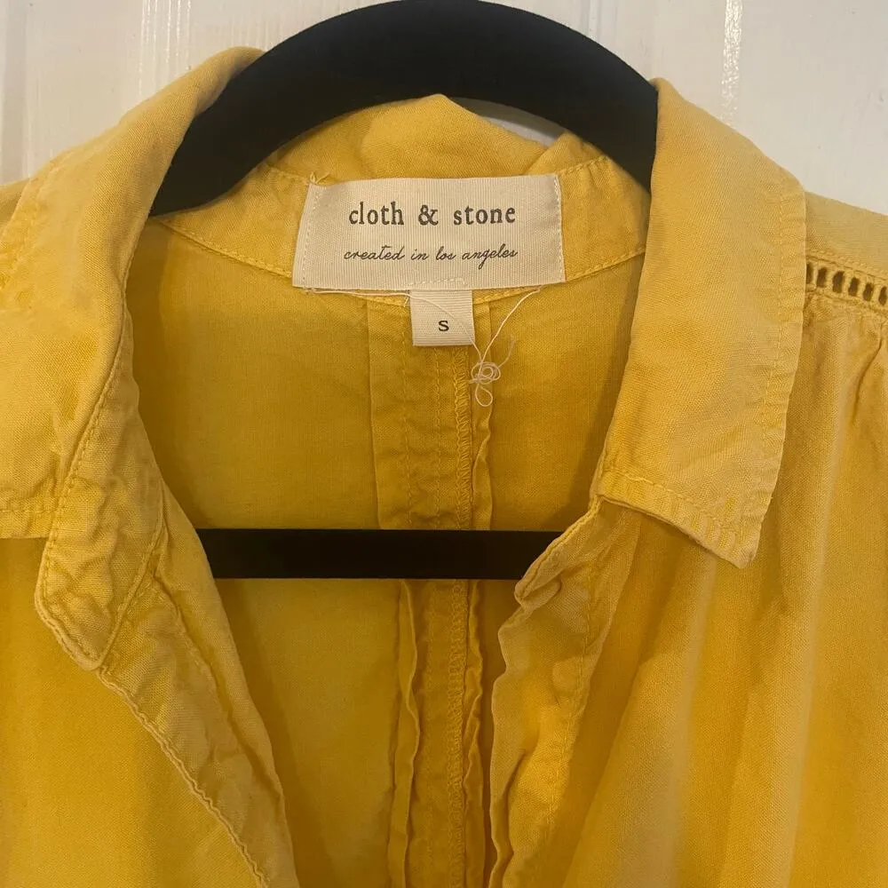 Anthropologie Cloth & Stone Landry Buttondown gold Blouse Shirt Sz Small - Image 4