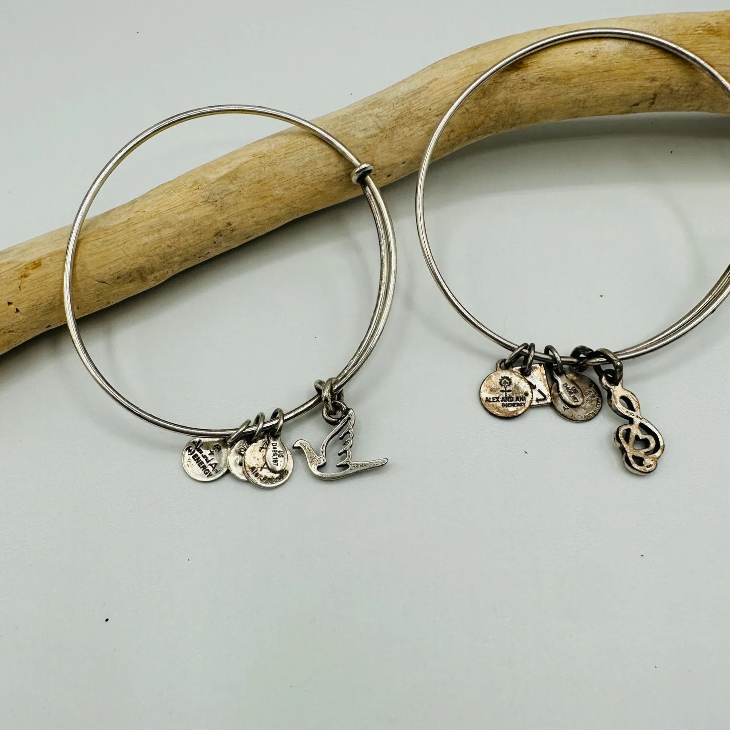 Alex & Ani Bangle Music Note and Dove Bracelet Set Silver - Image 4
