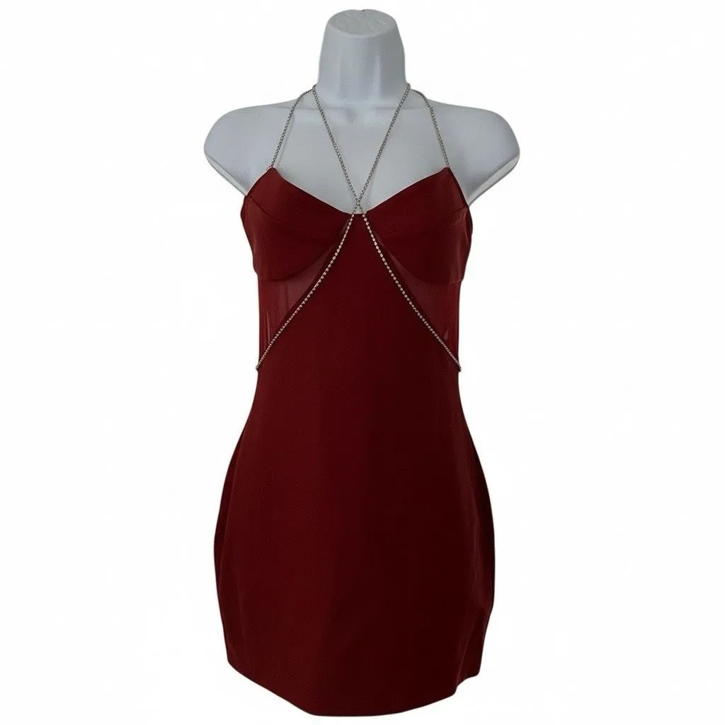 Superdown jaxie diamond mini dress In Rust Size Small - Image 4