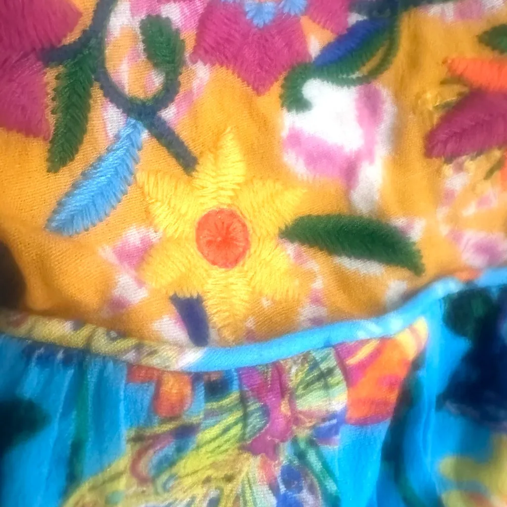 John Mark Boho Embroidered Floral Midi Dress Lg NWT Hippie Cottagecore MSRP $139 - Image 8