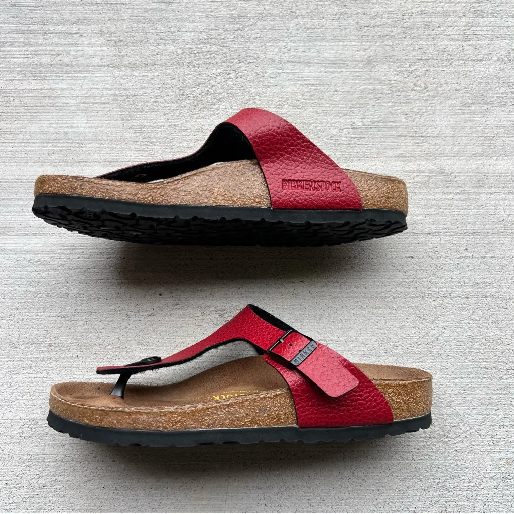 Birkenstock Red Leather Sandals - Image 5