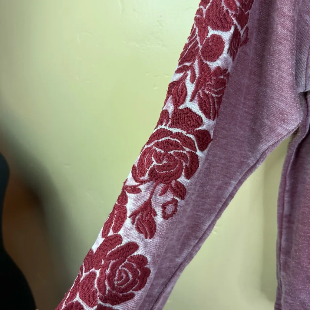 Ariat Womens Size Medium Burnout Velvet Floral Waist Tie Long Sleeve Top‎ Boho - Image 4