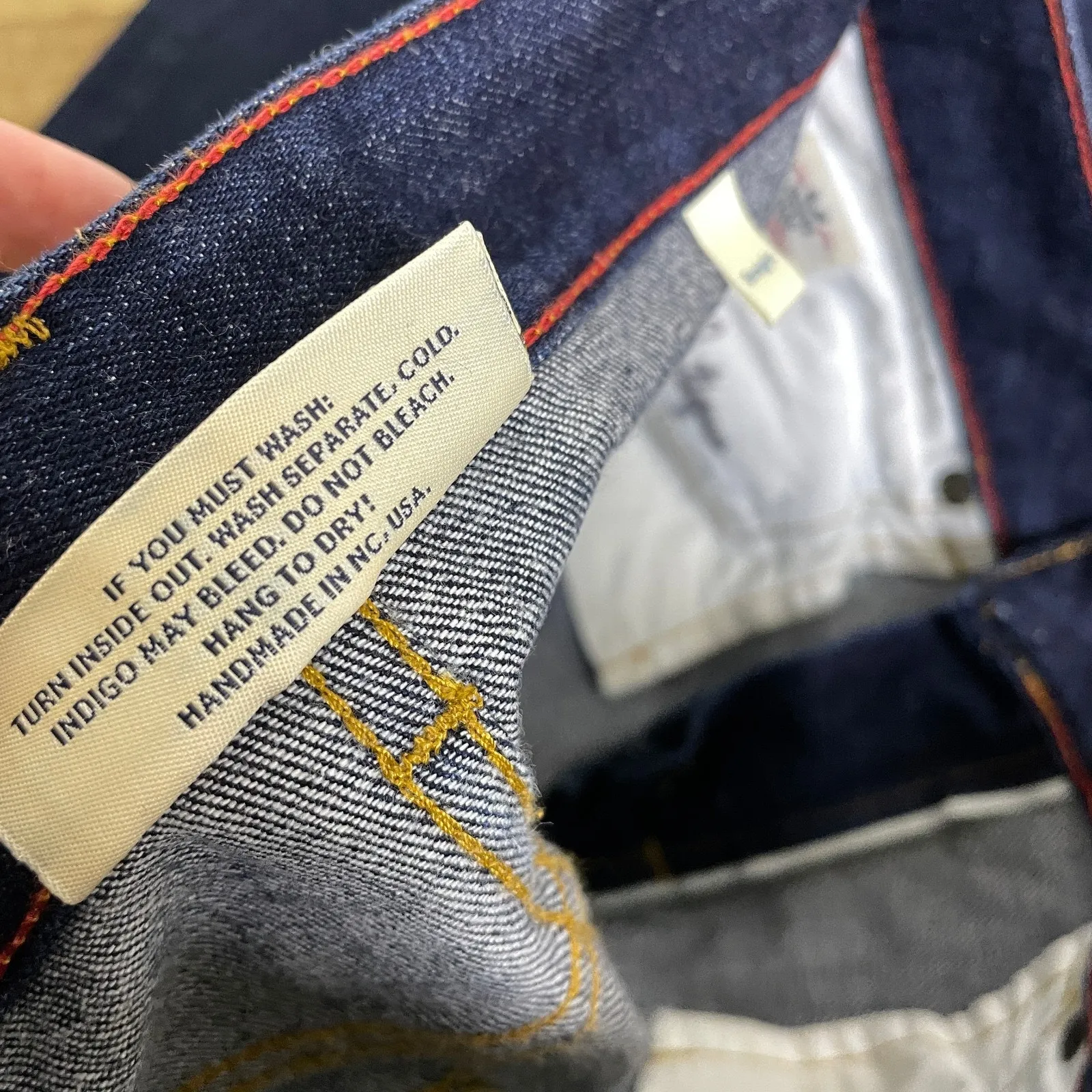 Raleigh Selvedge Straight Leg Jeans 25 Blue White Oak Cotton Stretch USA 27x28 - Image 10