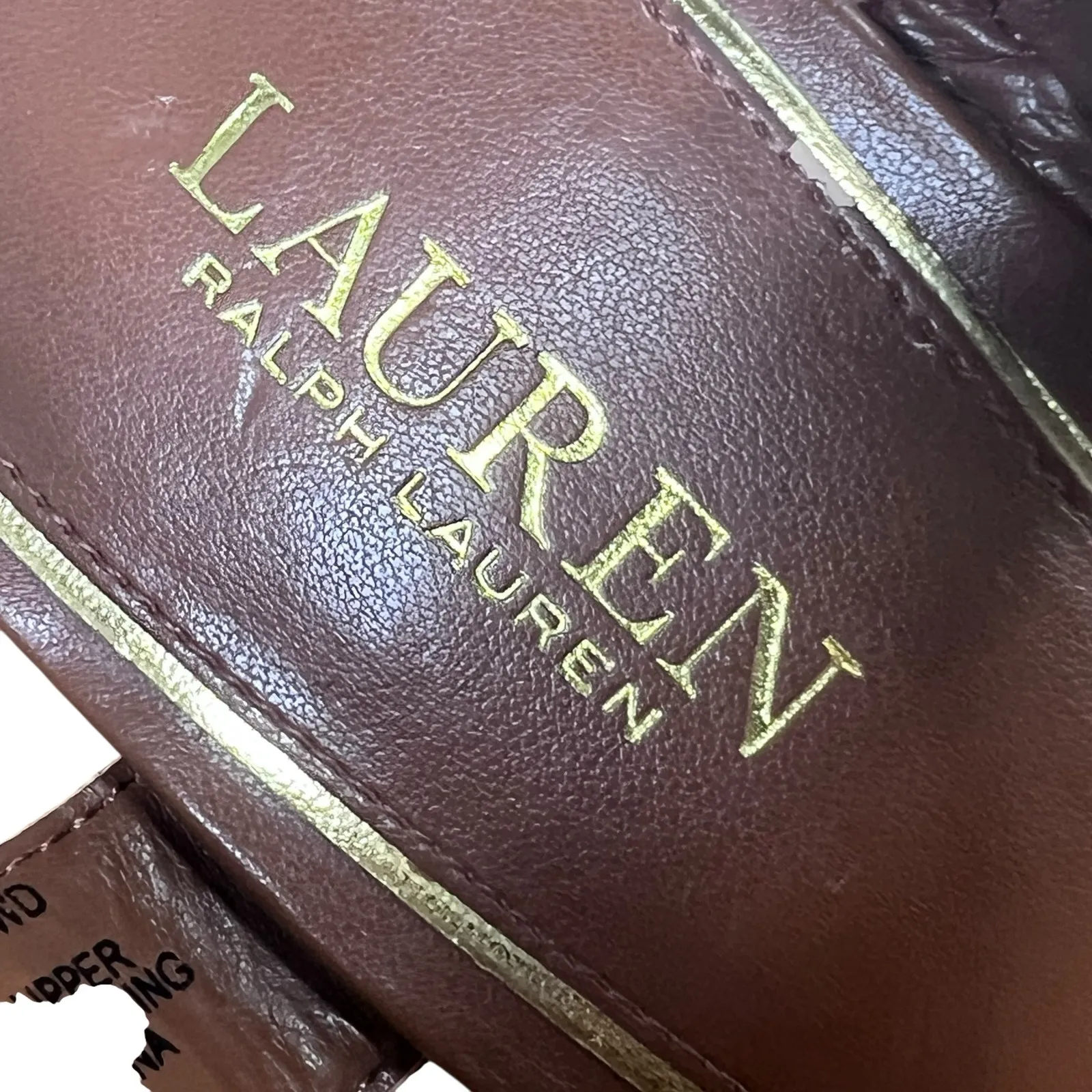 Lauren Ralph Lauren Gwen Espadrille Wedge Sandals Brown Leather 9M Open Toe Size 9 - Image 2