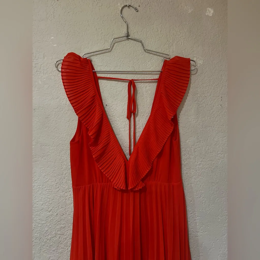 Zara Pleated midi  Dress Red size small - Image 11