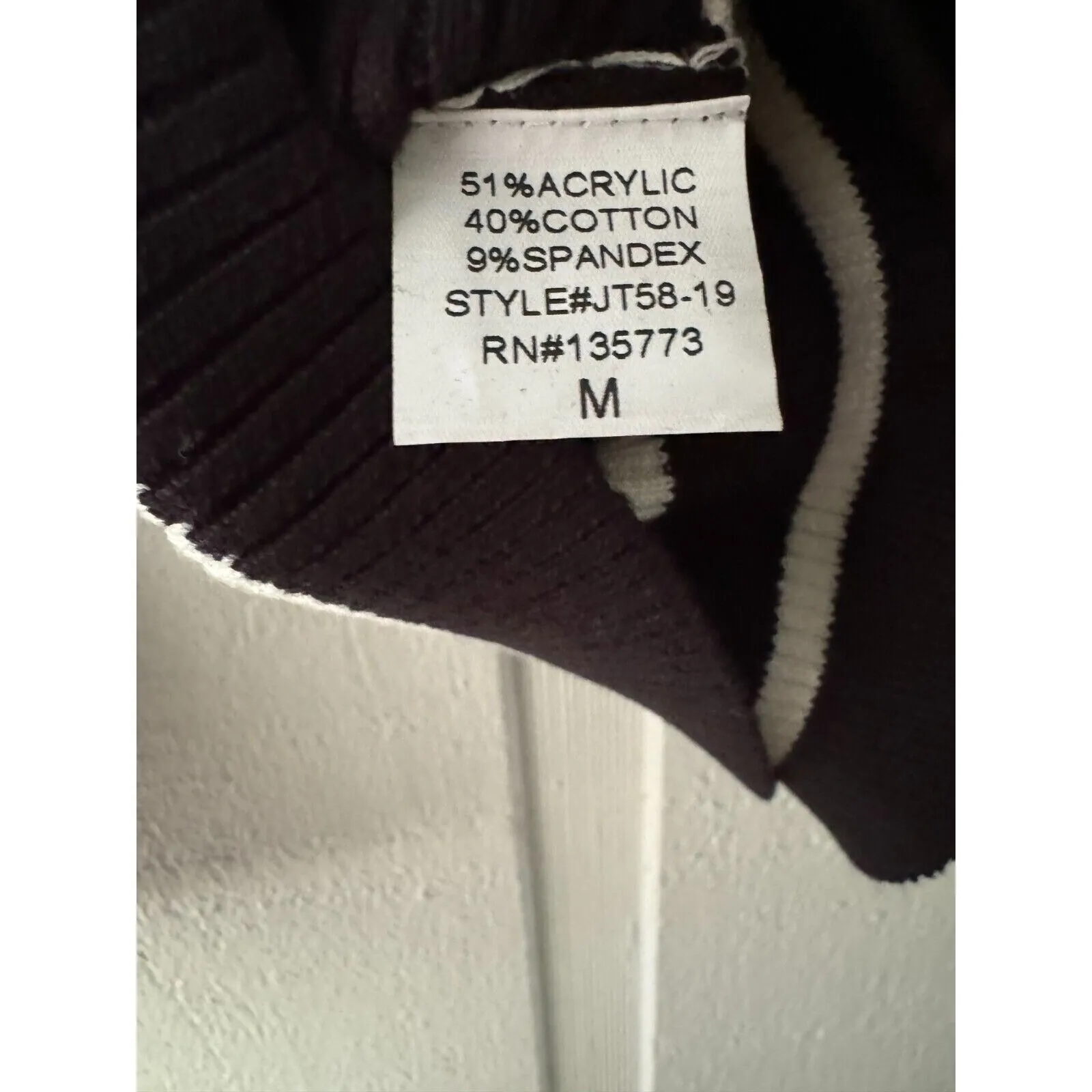 Olivaceous Striped Cutout Shoulder Mock Neck‎ Sweater Top, Size M - Image 6