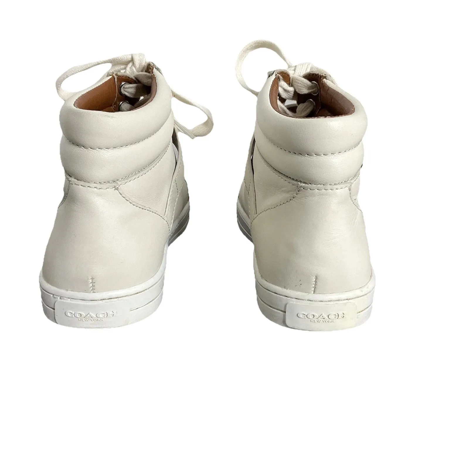 COACH PEMBROKE SPORT NAPPA CHALK LEATHER HIGH TOP SNEAKERS WOMENS Sz 7.5B EUR 37 - Image 5