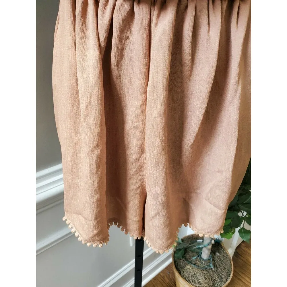 Boutique I Love Women's Pink Rayon Short Sleeve Boat Neck Pleated Romper Size S - Image 4