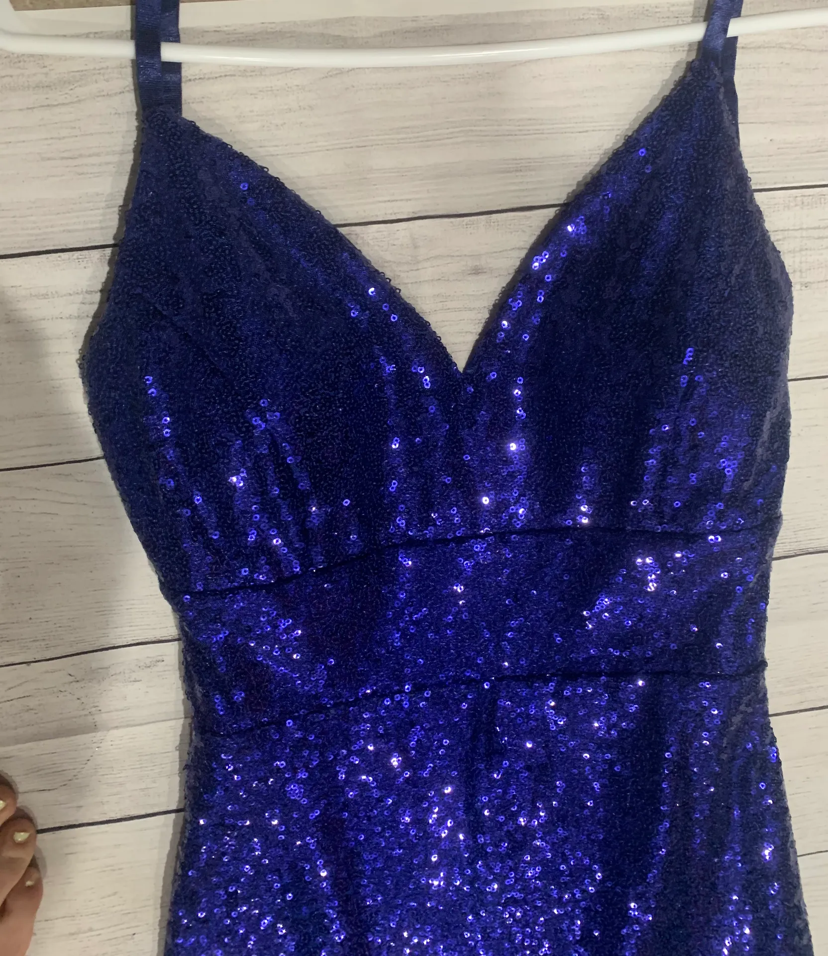 Blue Sequin Prom Dress - Image 7