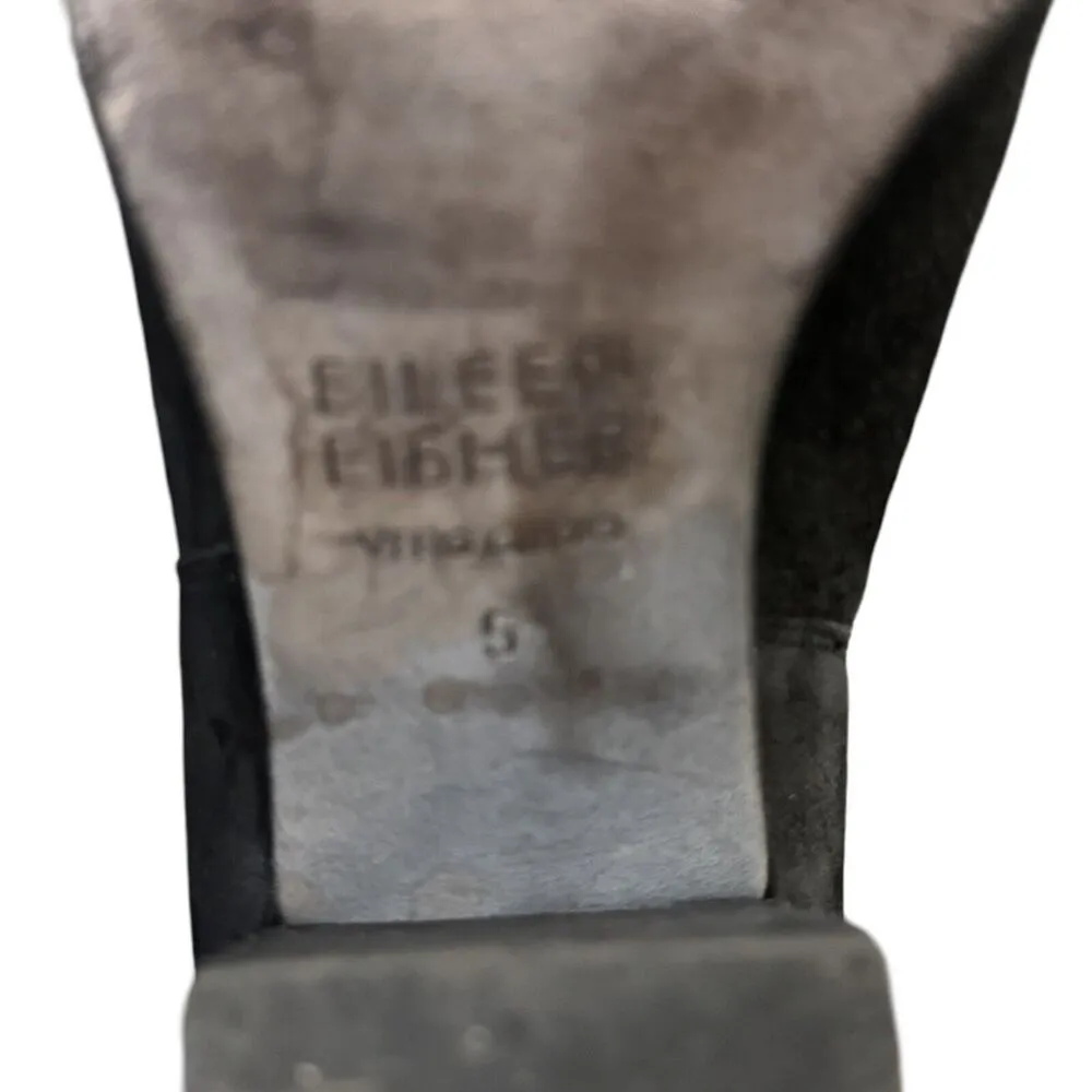 Eileen Fisher Boots Womens 5 Black Suede Leather Nubuck Ankle Neutral Minimalist - Image 8