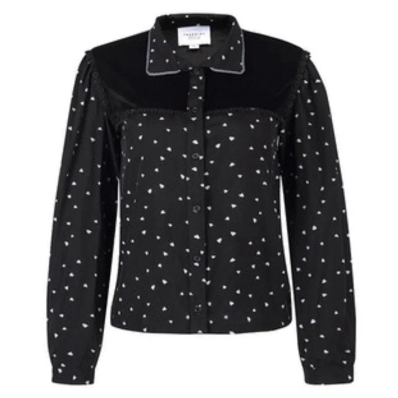 THE SHIRT Rochelle Behrens Western Heart Print Velvet Button Down Shirt Sz Small Black - Image 2