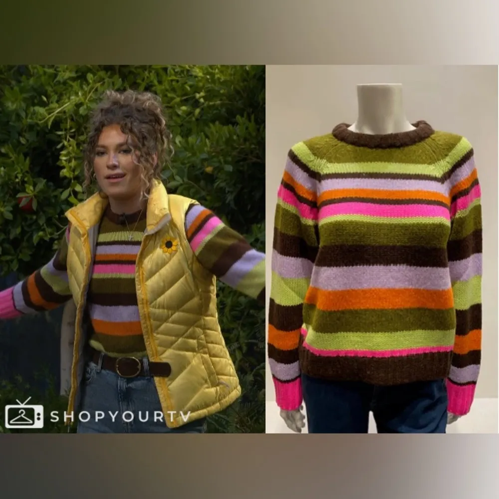 Velvet by Graham & Spencer Striped Sweater Size S, New w/Tag $288 Green - Image 13