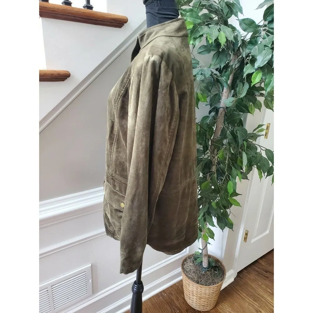 Linea Women Green Polyester Long Sleeve High Neck Full Zip Front Casual Jacket M Size M - Image 7