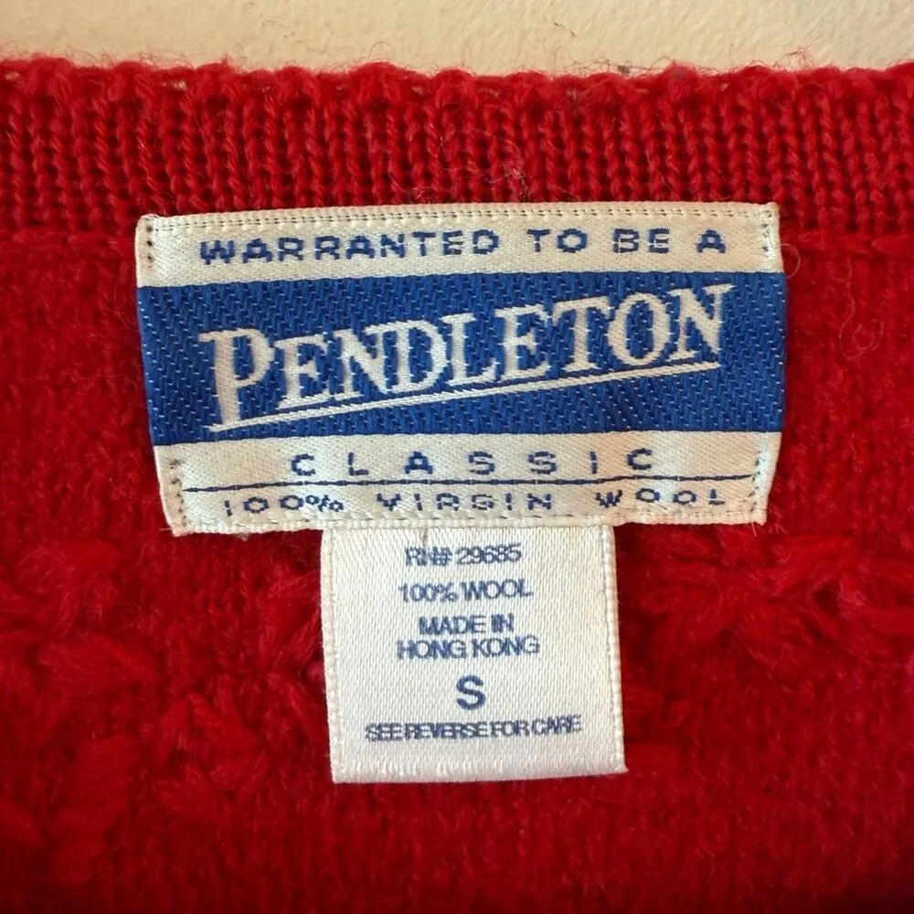 Pendleton Long Sleeve Embroidered Wool Cardigan Sweater Red Women's Size Small - Image 4