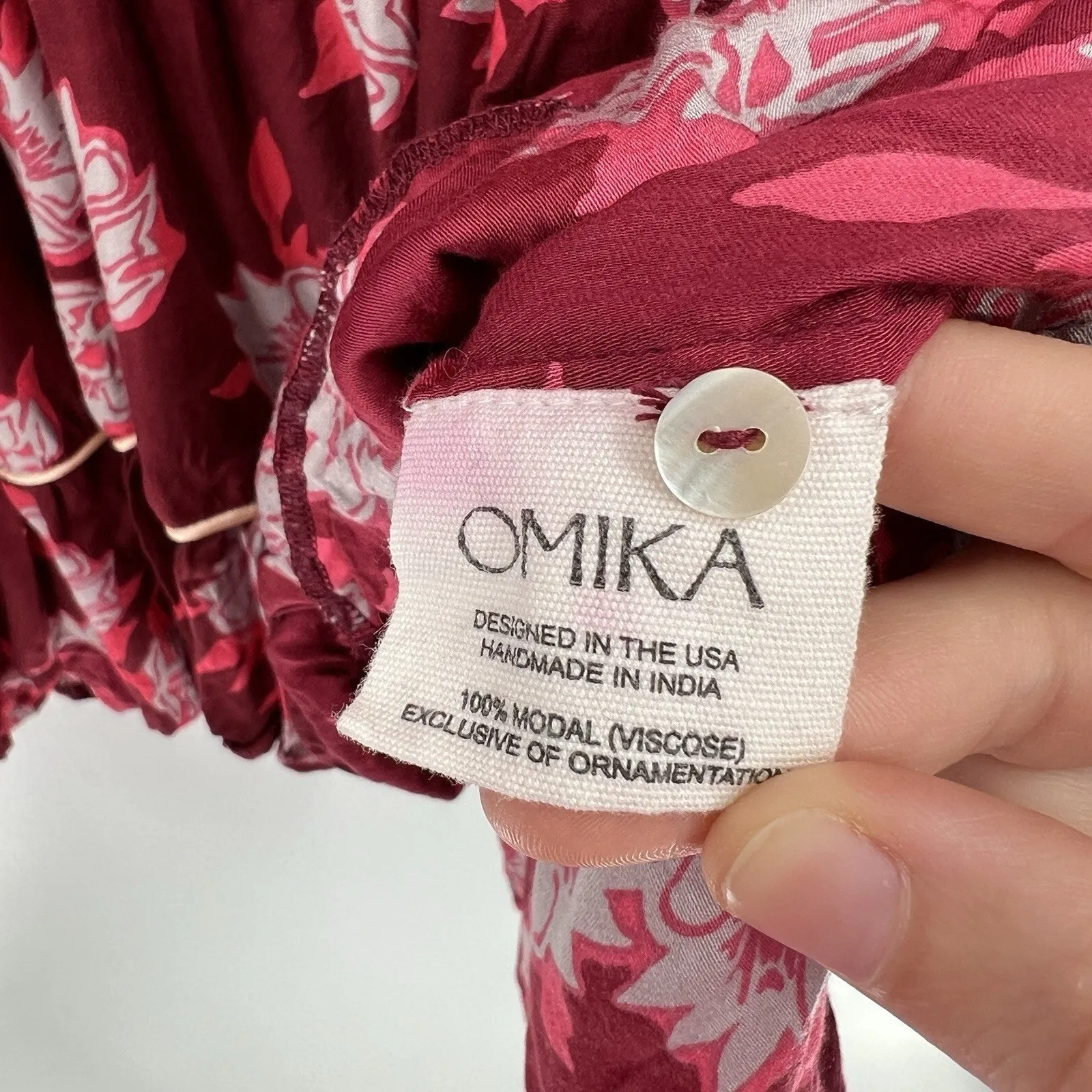 Omika Ezra Button Up‎ Blouse Top in Isla Merlot Red Floral Print Women’s Size XS - Image 9