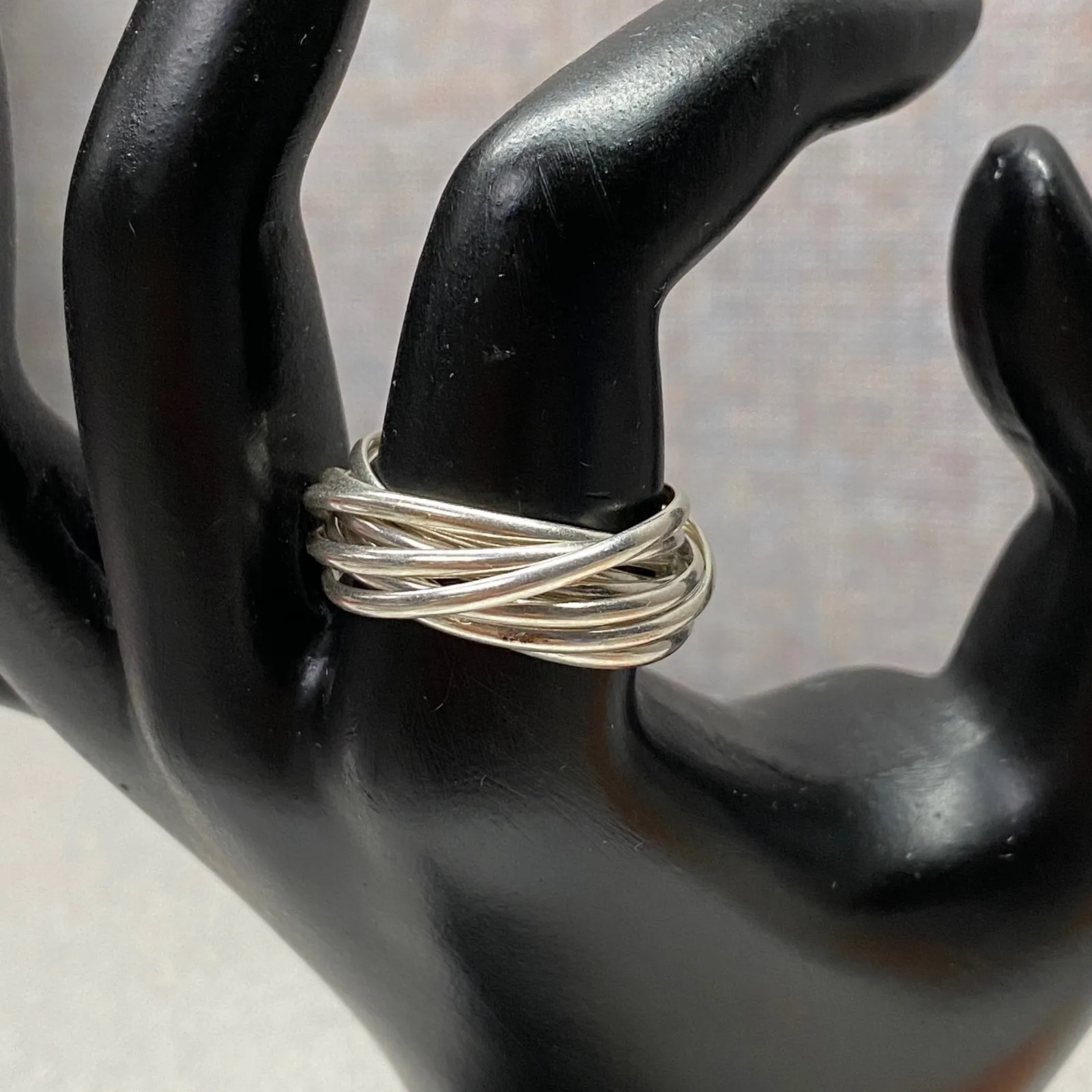 Sterling Silver Multi Strand Twisted Stacking Ring Modern Minimalist Size 8.5 - Image 2