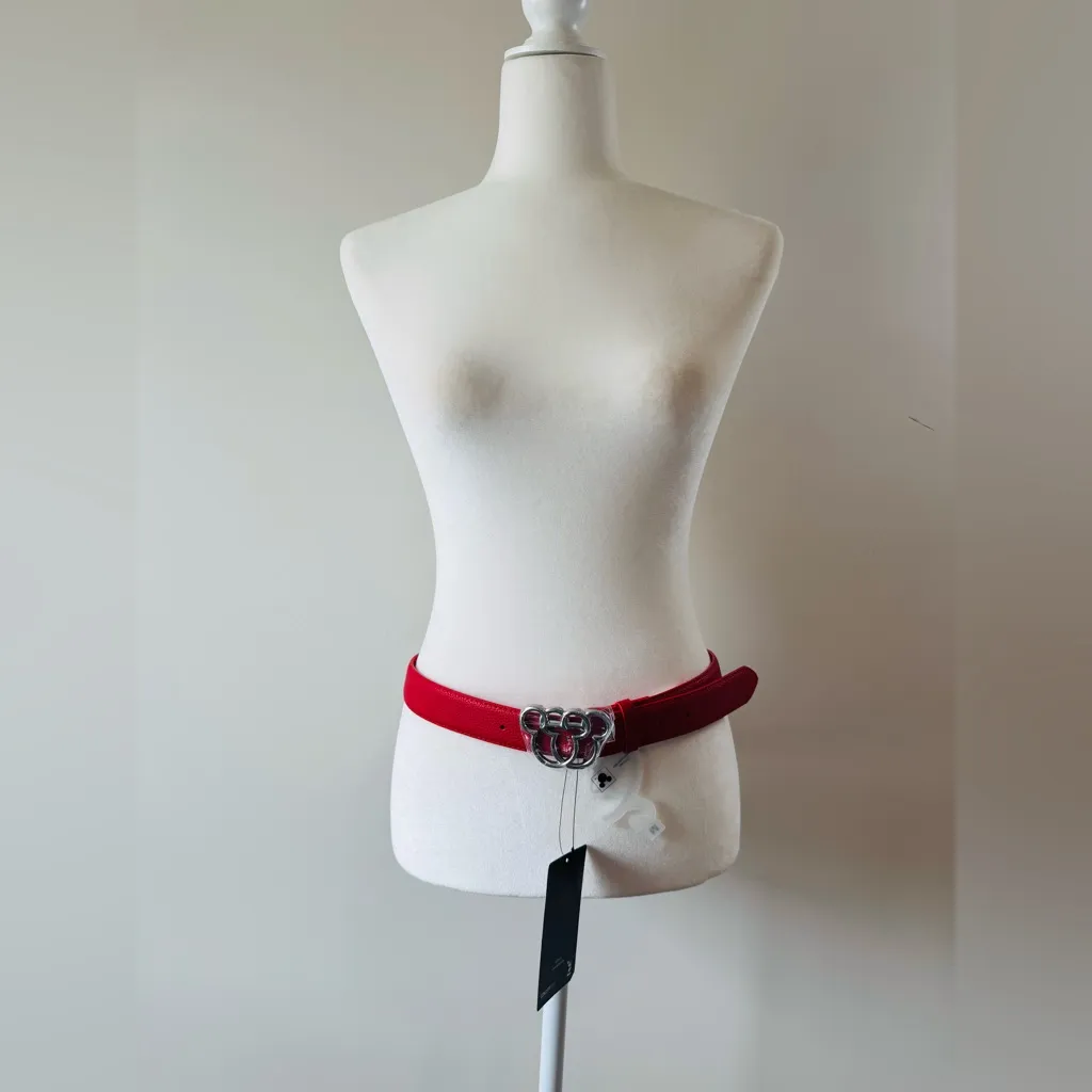 Disney Mickey Mouse Double Ears Belt Red/Silver Size M NWT - Image 2