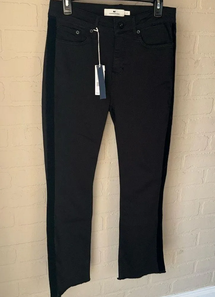 Vineyard Vines jeans Black High-Rise Kick Flare size 27‎ tux velvet striped - Image 8