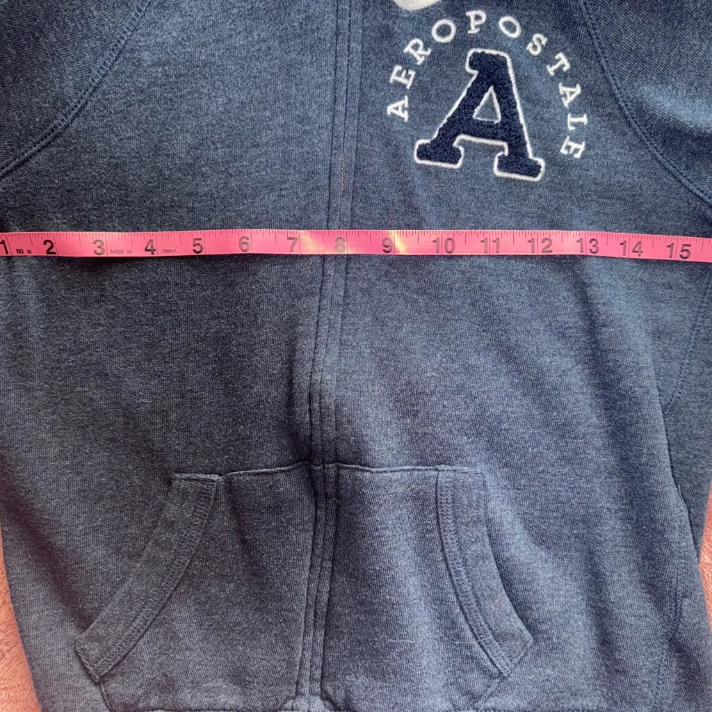 Aeropostale Women’s Hoodie Full Zip Navy Vintage Y2K Size XS EUC - Image 8