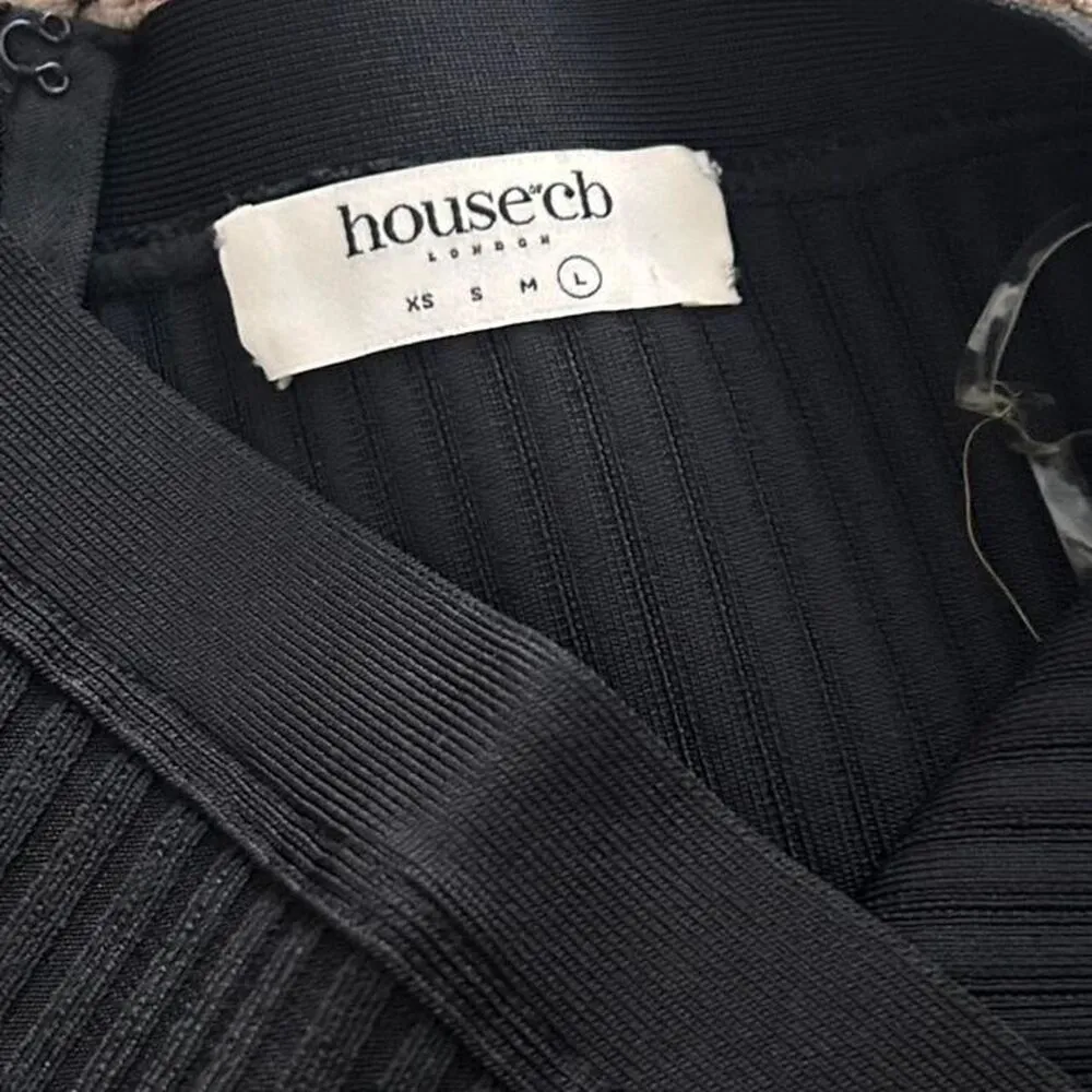 House of CB Black Eden Bandage Shorts – Ribbed Waist Cinch & Back Zipper Large - Image 5