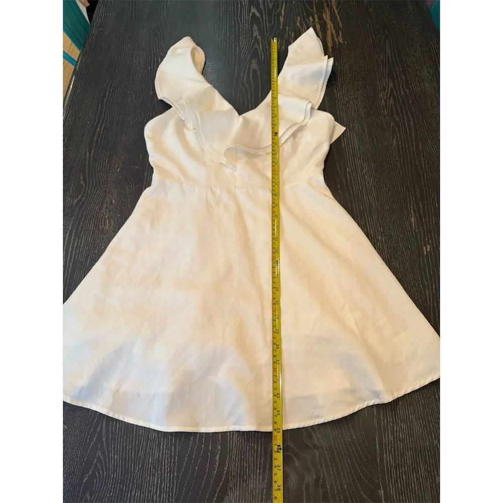 Lulus Women's White Ruffled Skater Dress Size L Party Cocktail Size L - Image 6