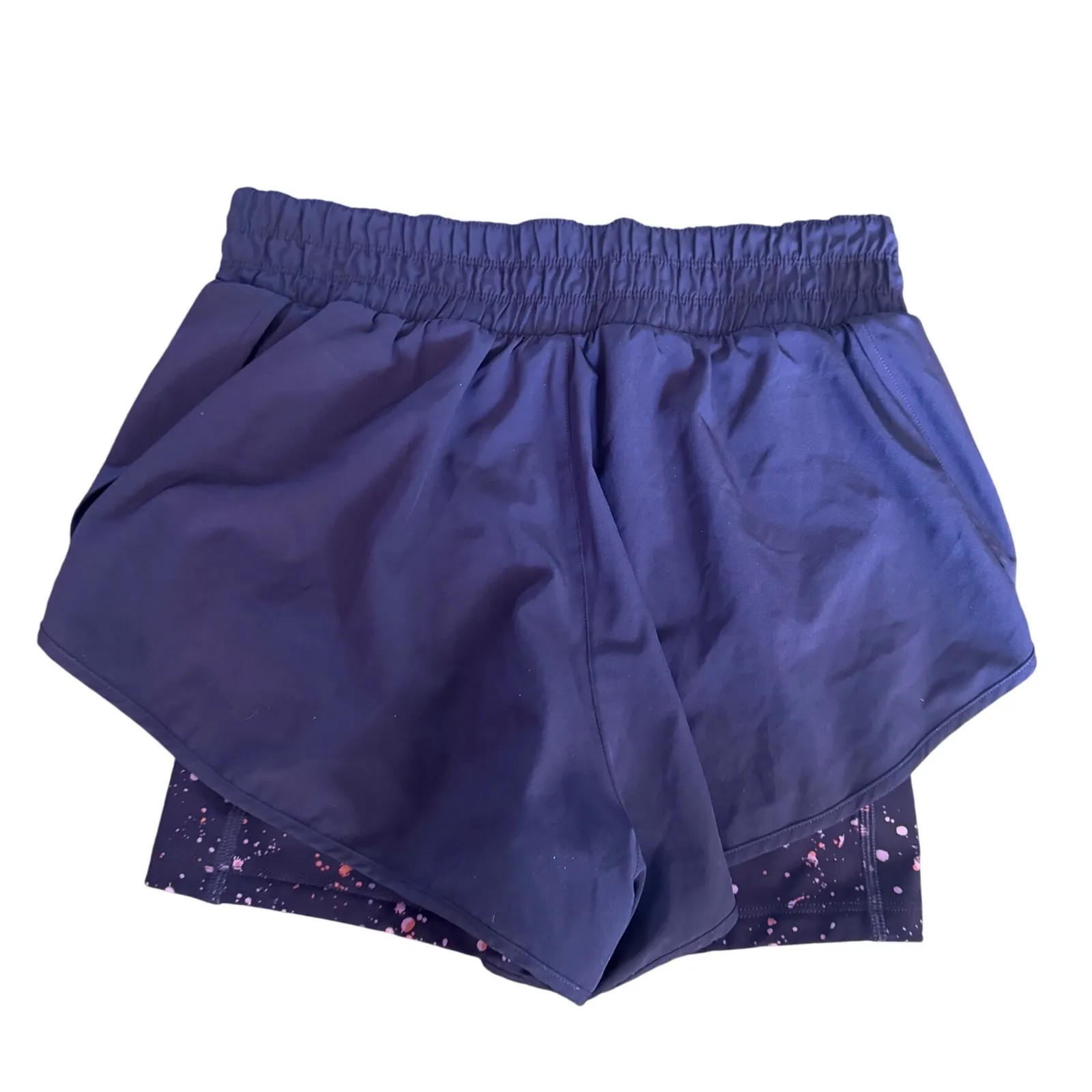 Athleta Hiit 2 in 1 Short Purple Splatter Print Women's XS Athletic - Image 2