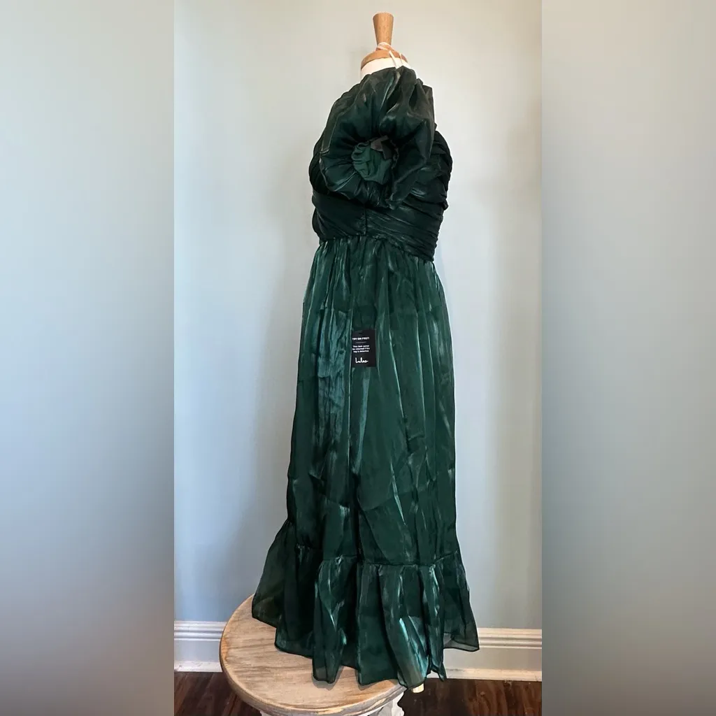 LuLu’s Remarkable Sensation Emerald Green Puff Sleeve Tiered Midi Dress Size L Size L - Image 8