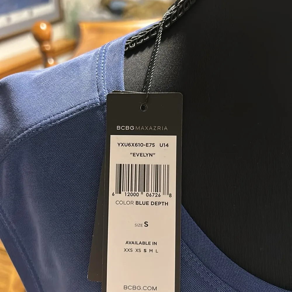 BCBG NEW Maxi Hi-Low‎ Evelyn Blue Dress w/Draped Front Sleeveless Size Small - Image 6