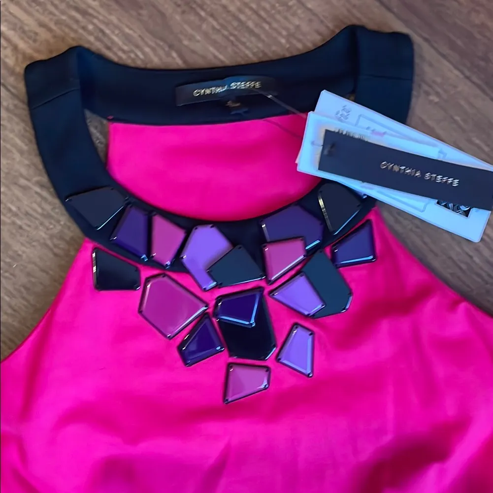 Cynthia Steffe Pink Embellished Tiered Sundress size 6 - Image 2