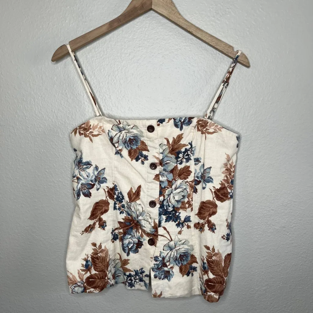 Abercrombie & Fitch Womens Floral Linen Blend Corset Top Medium y2k - Image 5