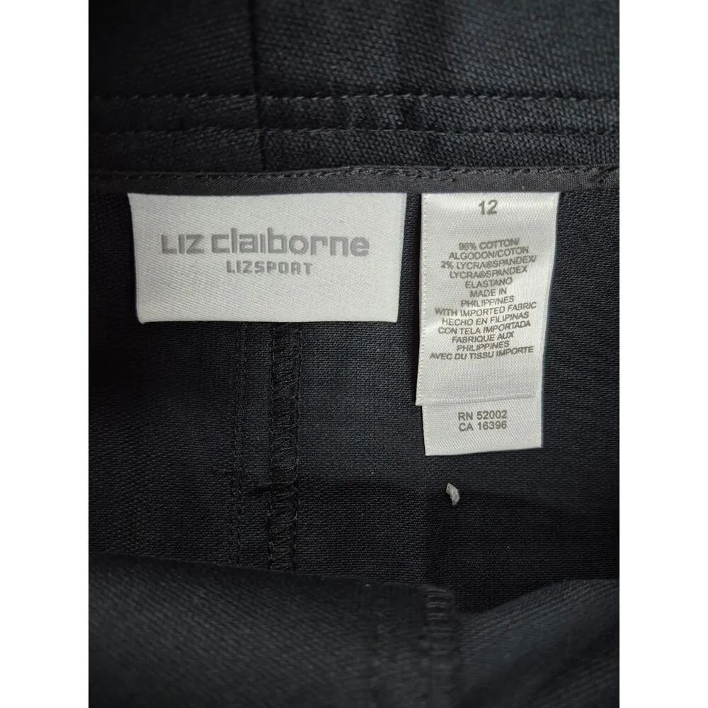 NWT 80s 90s VTG Liz Claiborne Sport Black Lycra belted Midi  Pencil Skirt Sz 12 - Image 5