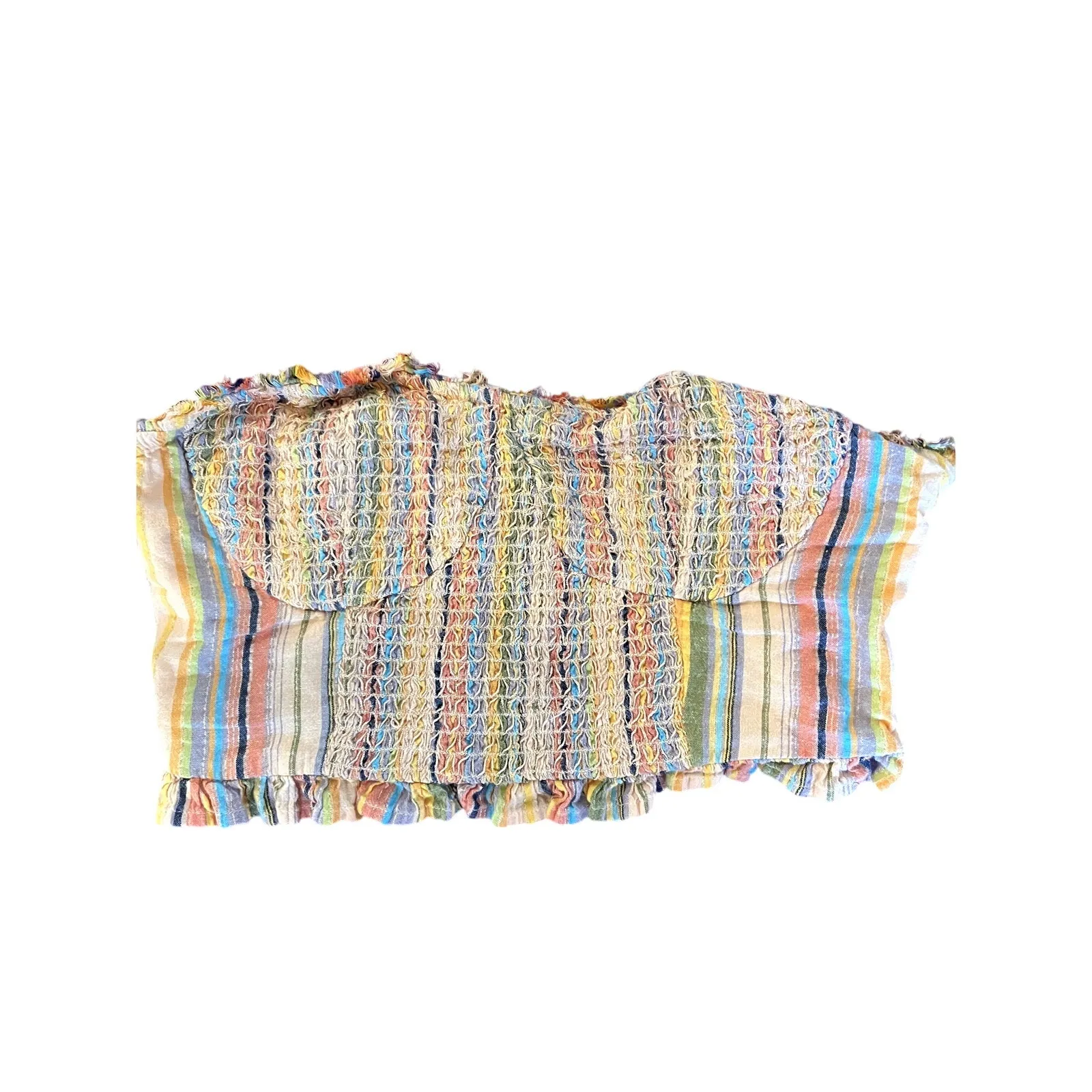 Anthropologie PILCRO Multi Stripe Strapless Smock Tube Top Size Small S FESTIVAL - Image 4