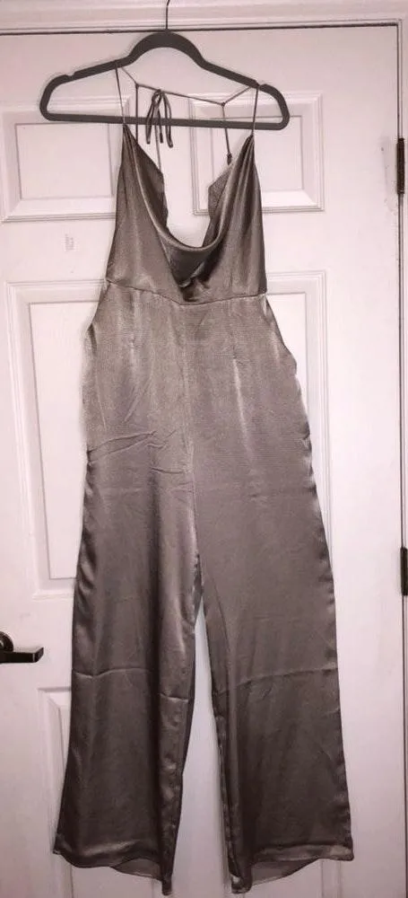 Tobi Pewter Satin Jumpsuit - Image 3