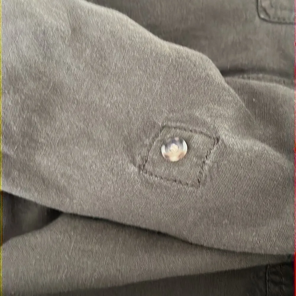 LOFT Army Green 1/2 Button Elastic Waist Jogger Jumpsuit w/Tassel Stripe Belt- S - Image 13