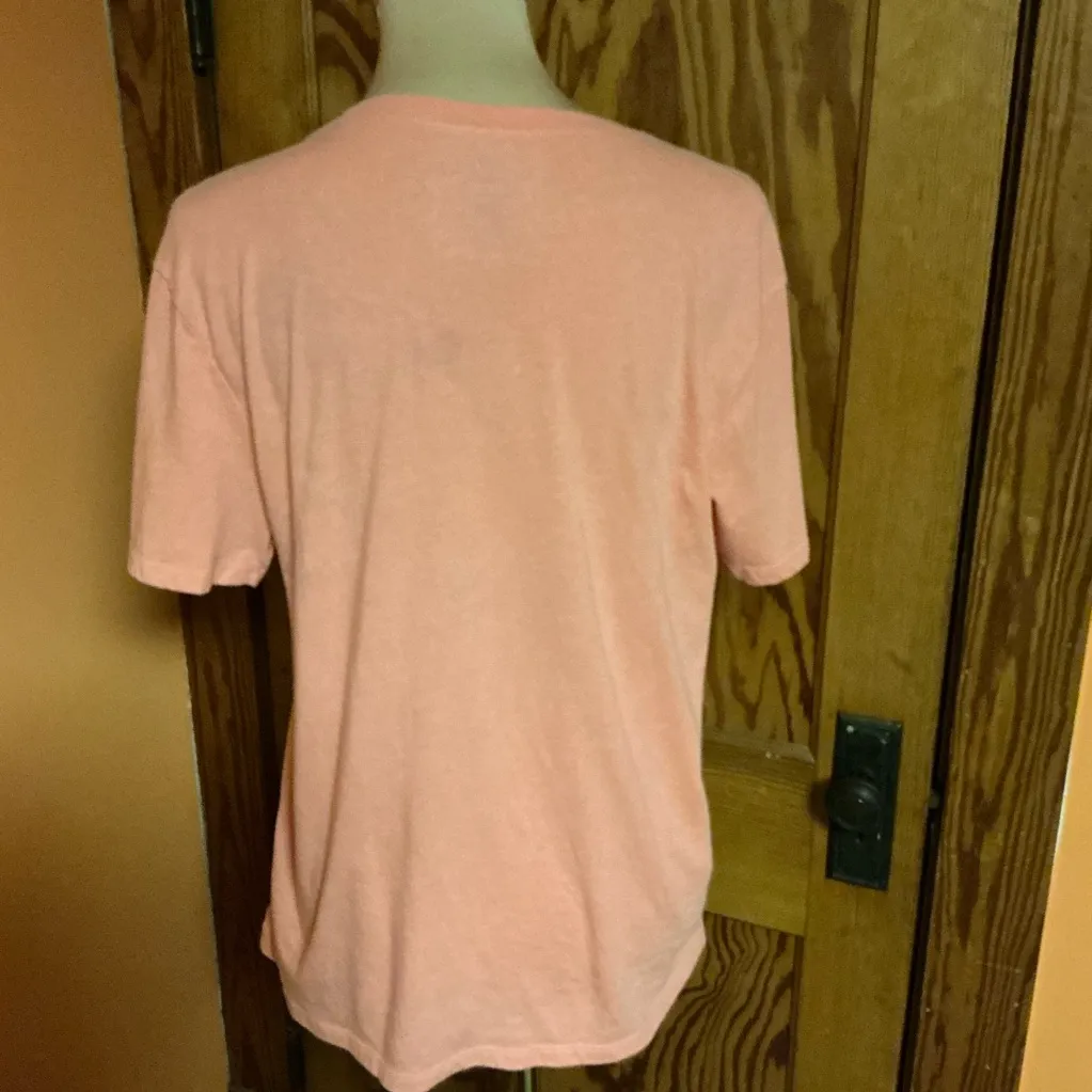 Rolling Stones Floral Tongue Graphic T-Shirt Peach Band Tee - Image 8