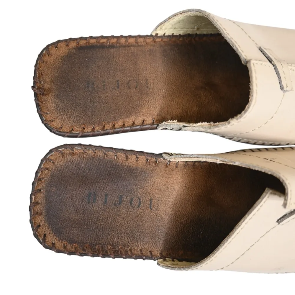 Bijou Women's 7 Leather Wedge Sandals in Cream - Image 7