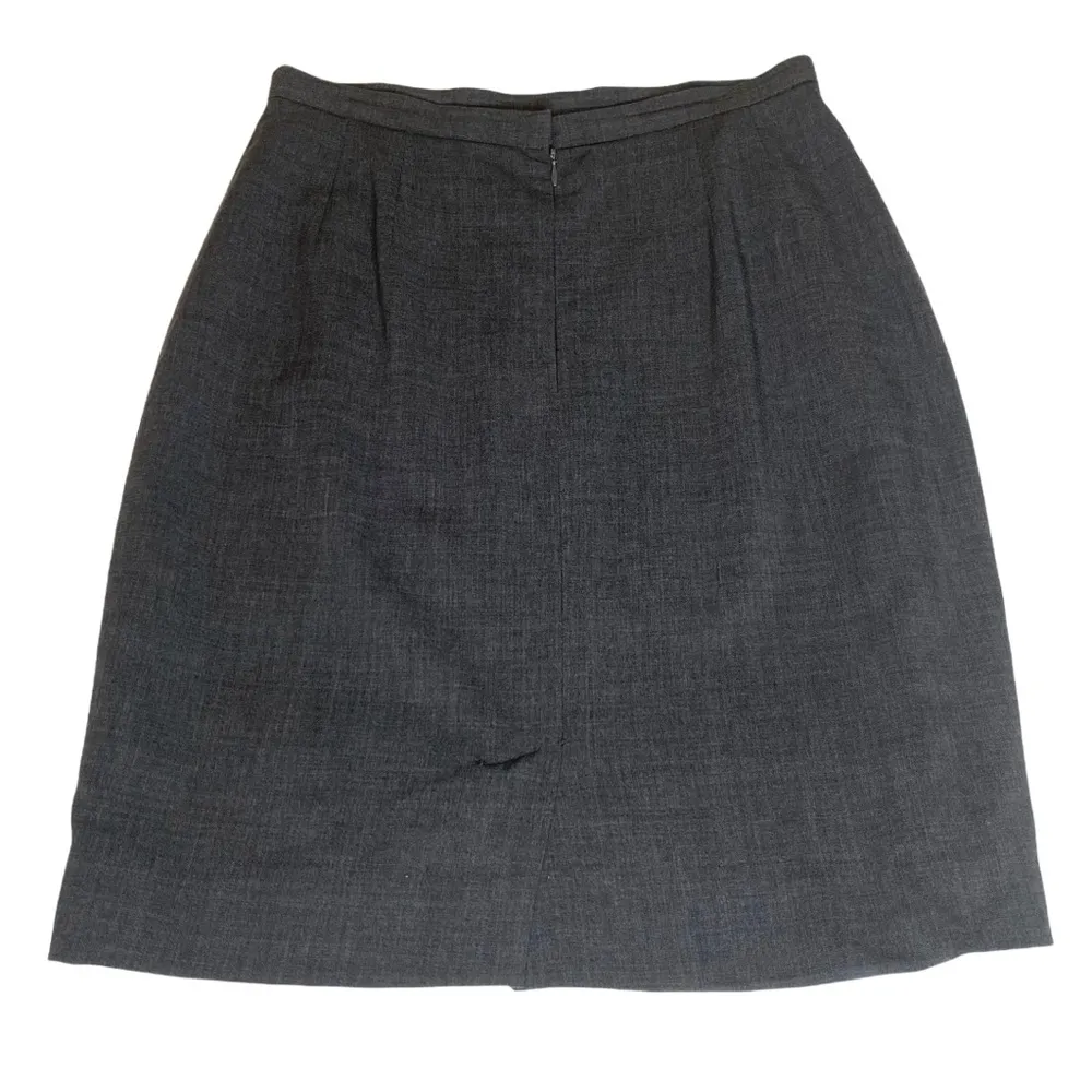 Vintage: Emanuel Ungaro ©️1990 ☻︎ Wool Menswear Inspired Pencil Skirt ☻︎ Grey Black Size 8 - Image 4