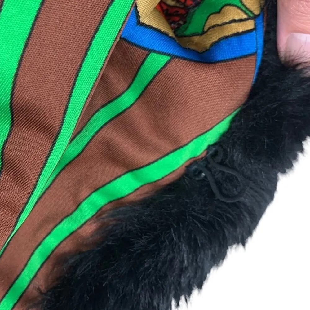 VINTAGE 1980's Designer Mako | Small | Faux Fur Trim Cardigan Blazer Jacket Knit Black - Image 10