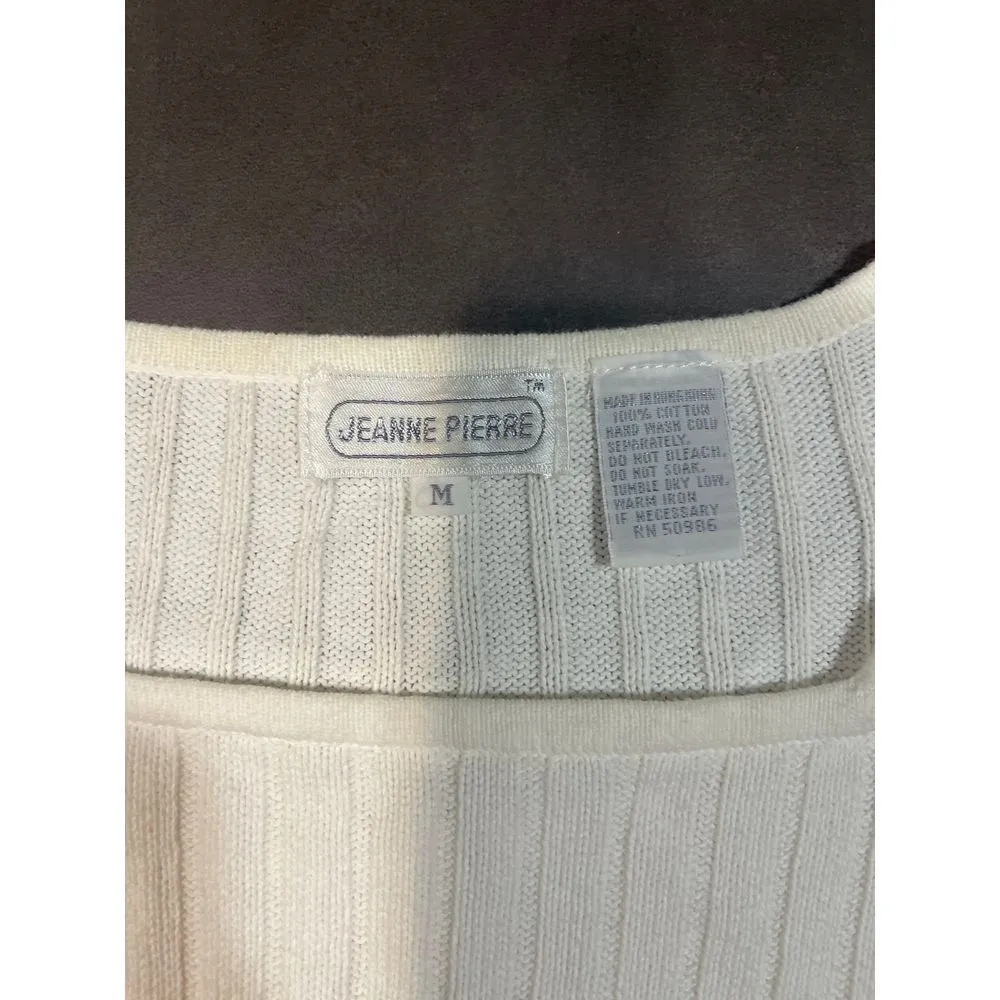 Jeanne Pierre Ribbed Color Block Sweater - Chic Red & White Design B-16 - Image 2