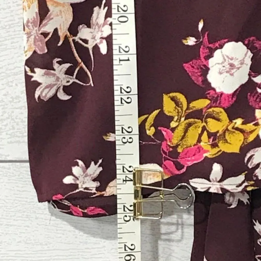 CHELSEA28 Plum Marigold Retro Floral Wrap Top Size Medium - Image 4