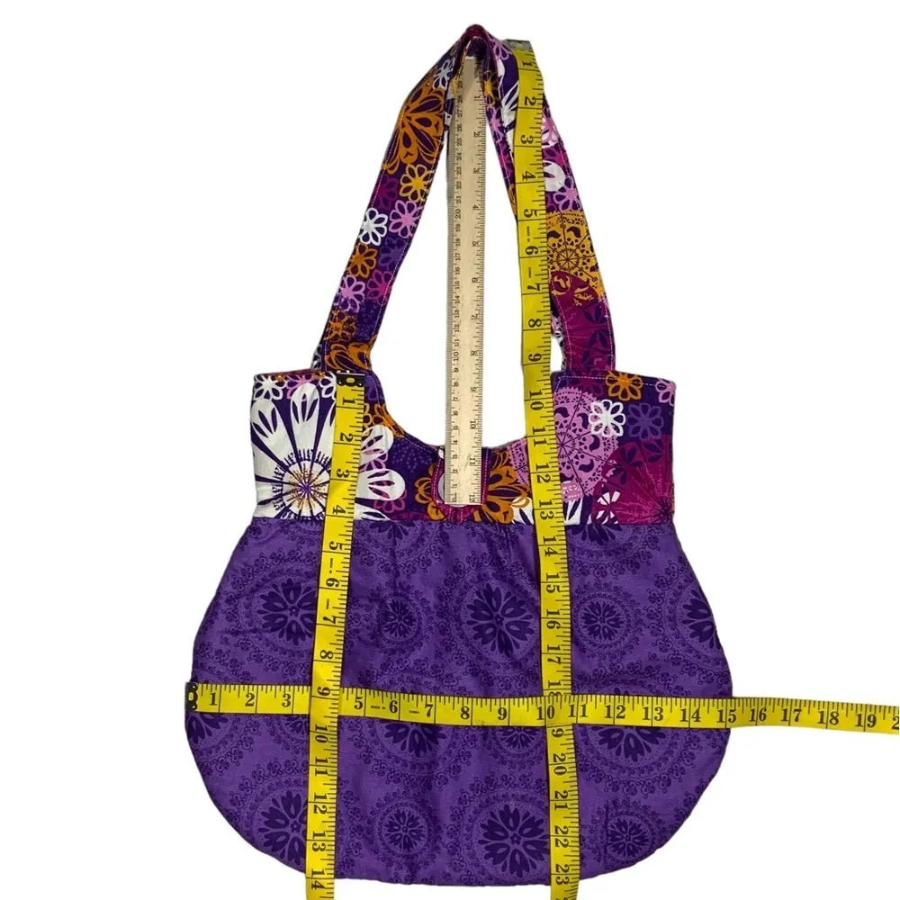 Gypsy Boho Shoulder Bag Hand Made Artisan Purse Tote 60s 70s Hippie Vibe Purple - Image 6