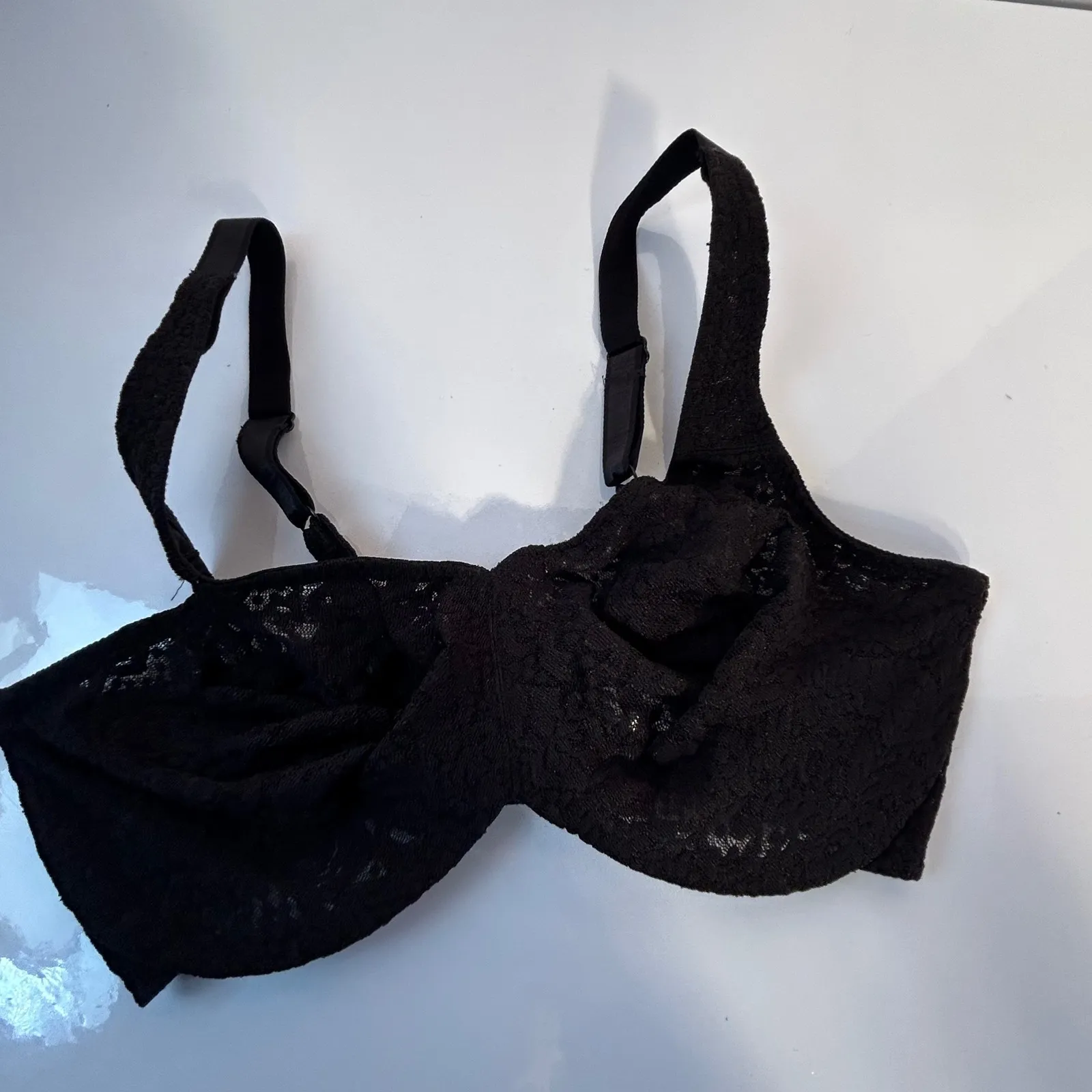 Wacoal Black Lace Full Coverage Unlined Bra 32DD Style 65547 - Image 3