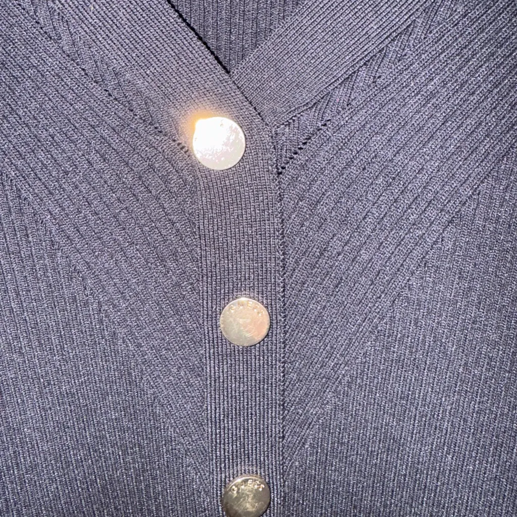 Guess Black Long Sleeve Dress with Silver Buttons - Image 2