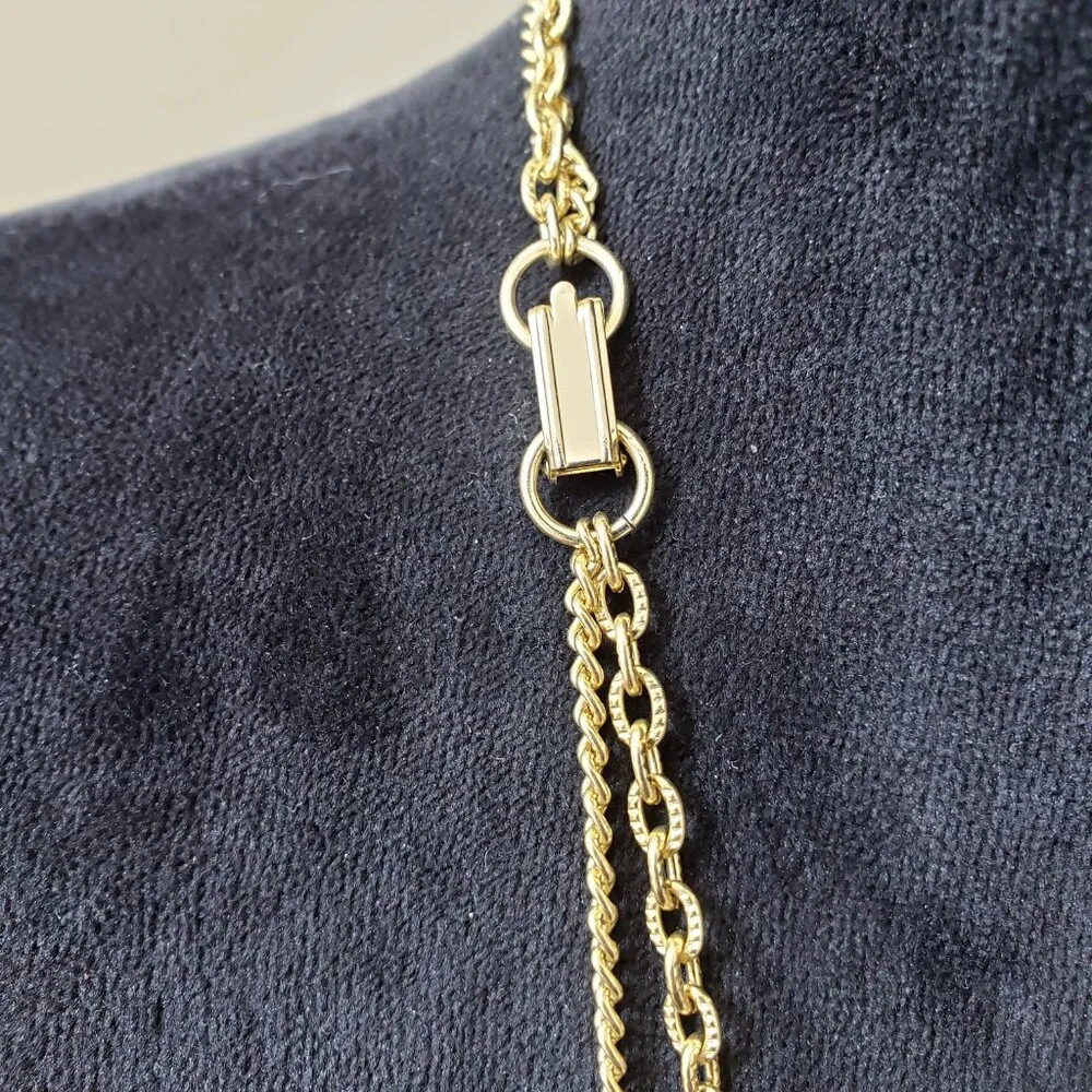 Womens Fashion Faux Pearl Gold Chain Pagoda Tassel Pendant Necklace w/ Box Clasp - Image 5