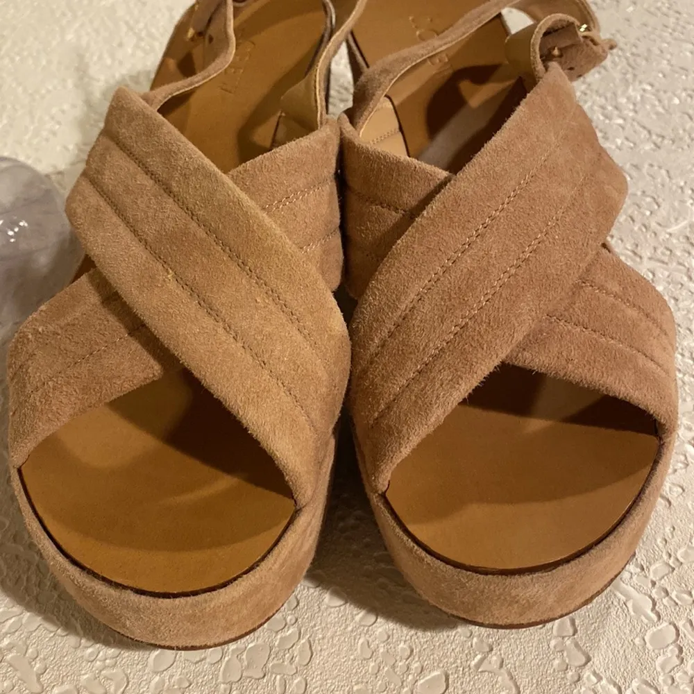 J Crew Marcie Tan Suede Criss Cross Wedge Sandals 8 Beautiful Shoes. - Image 2