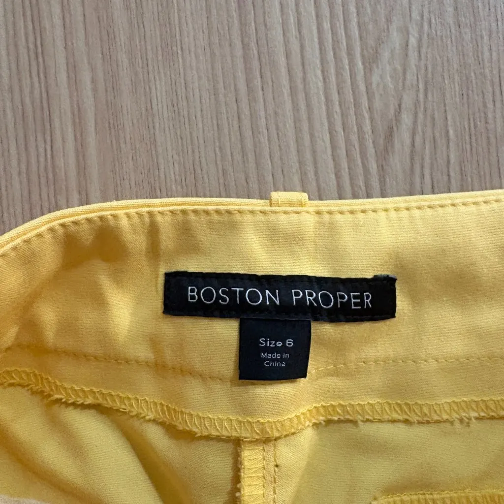 Boston Proper Yellow Pants Size 6 Cotton Polyester Blend Zip Fly Pockets Spring - Image 3